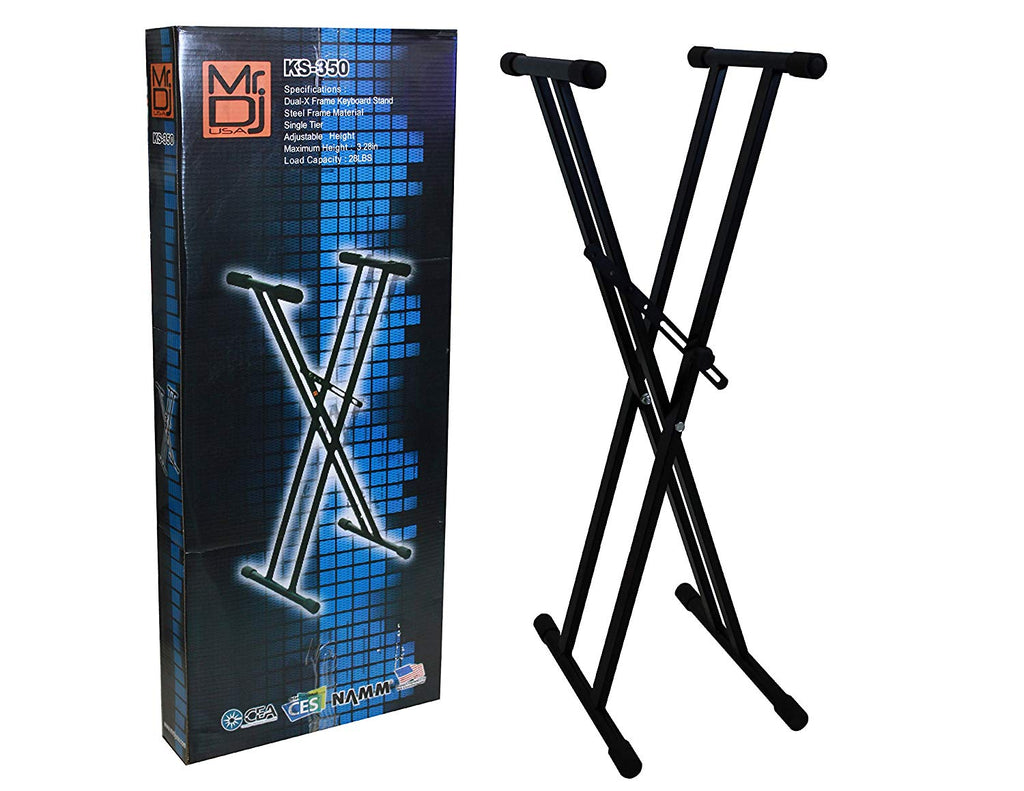 2 Mr Dj KS350 Keyboard Stand Adjustable Metal Music Keyboard Electronic Piano Dual X Stand