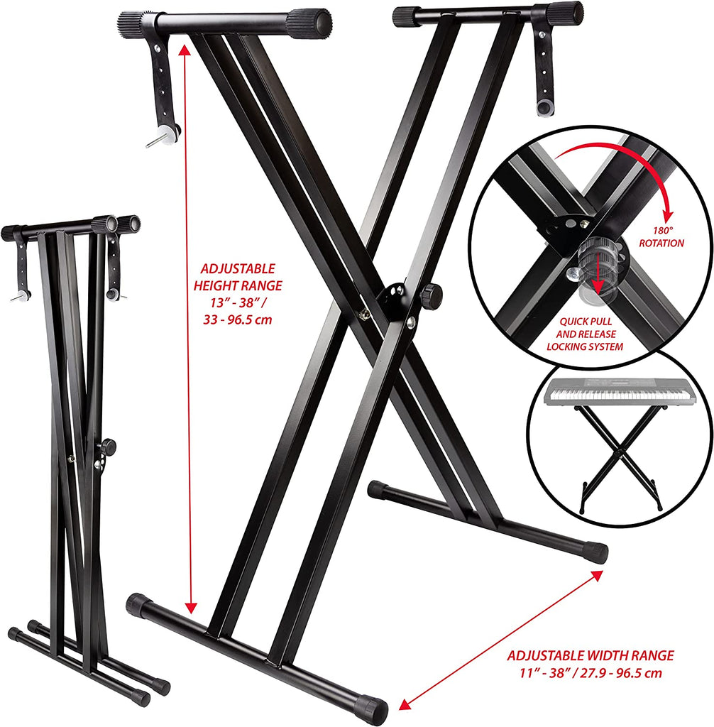 MR DJ KS650 2 Tier Doubled Keyboard Stand Adjustable Locking Straps & Quick Release