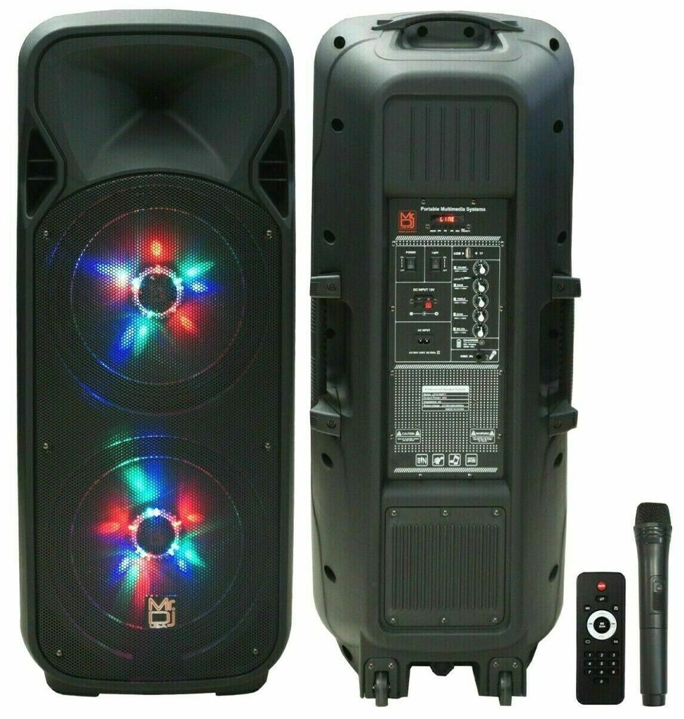 MR DJ LETS-PARTY Dual 12" Battery Powered Bluetooth Speaker Microphone Party Speaker