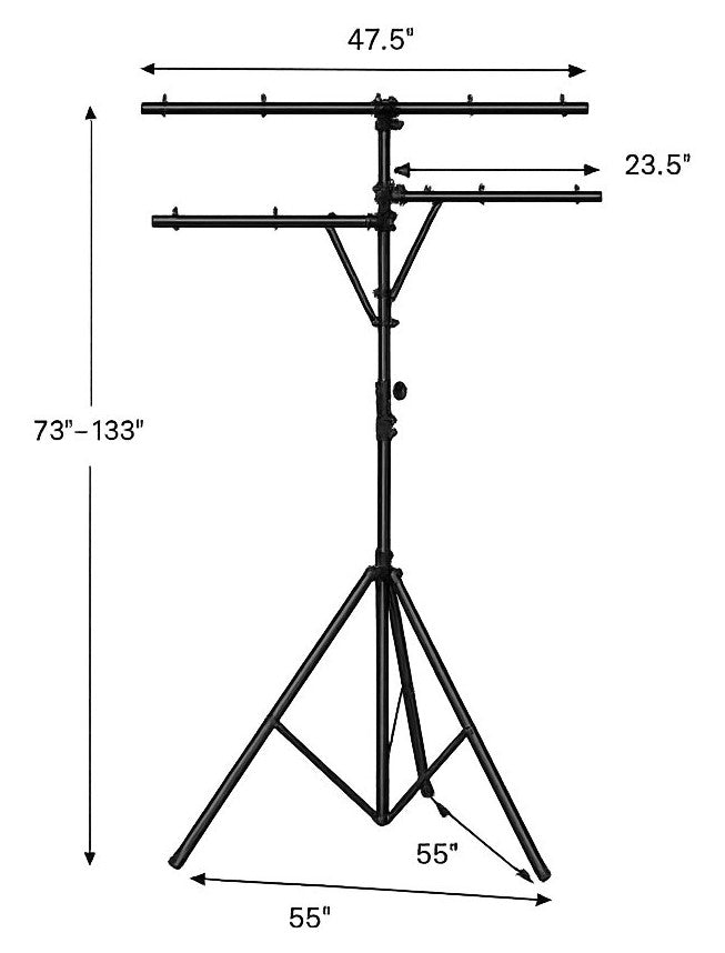 Universal Pro Audio DJ Adjustable Tripod Stand with Top T Bar for Par Cans, Wash