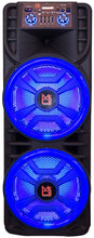 Load image into Gallery viewer, MR DJ NEWYORK+ 12&quot; X 2 Rechargeable Portable Bluetooth Karaoke Speaker with Party Flame Lights Microphone TWS USB FM Radio