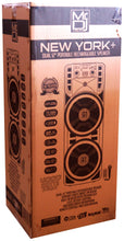 Charger l&#39;image dans la galerie, MR DJ NEWYORK+ 12&quot; X 2 Rechargeable Portable Bluetooth Karaoke Speaker with Party Flame Lights Microphone TWS USB FM Radio + 54-LED Slim Par Wash DJ Light