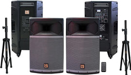 MR DJ PRO115BT & PRO115S PA DJ Active & Passive Speaker & Stands Professional PRO PA DJ 15” 2-Way Full-Range Active & Passive Loudspeaker