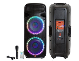 Mr Dj PSBAT6200 Dual 15-Inch 4000 Watt Max Power 3 Way Party Speaker with Built-In Bluetooth & Rechargeable Battery