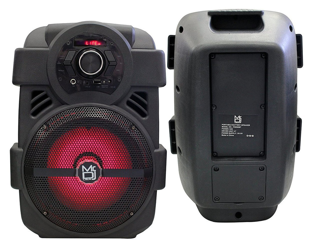 2 MR DJ PSE-80BT 8” 1200W Portable  Rechargeable Bluetooth Active Speaker