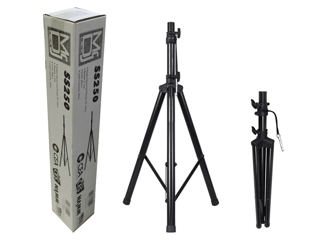 2 MR DJ SS250 Universal Folding Tripod PRO PA DJ Home On Stage Speaker Stand