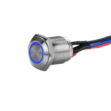 Load image into Gallery viewer, Install Bay MS12B-2 Silver 12MM Round Illuminated Momentary Switches Blue Qty 2
