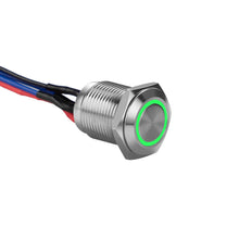 Load image into Gallery viewer, Install Bay MS12G-2 Silver 12MM Round Illuminated Momentary Switches Green Qty 2