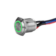 Load image into Gallery viewer, Install Bay MS12G-2 Silver 12MM Round Illuminated Momentary Switches Green Qty 2