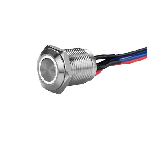 Install Bay MS12W-2 Silver 12MM Round Illuminated Momentary Switches White Qty 2
