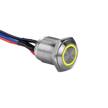 Load image into Gallery viewer, Install Bay MS12Y-2 Silver 12MM Round Illuminated Momentary Switches Yellow Qty 2