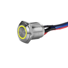 Load image into Gallery viewer, Install Bay MS12Y-2 Silver 12MM Round Illuminated Momentary Switches Yellow Qty 2