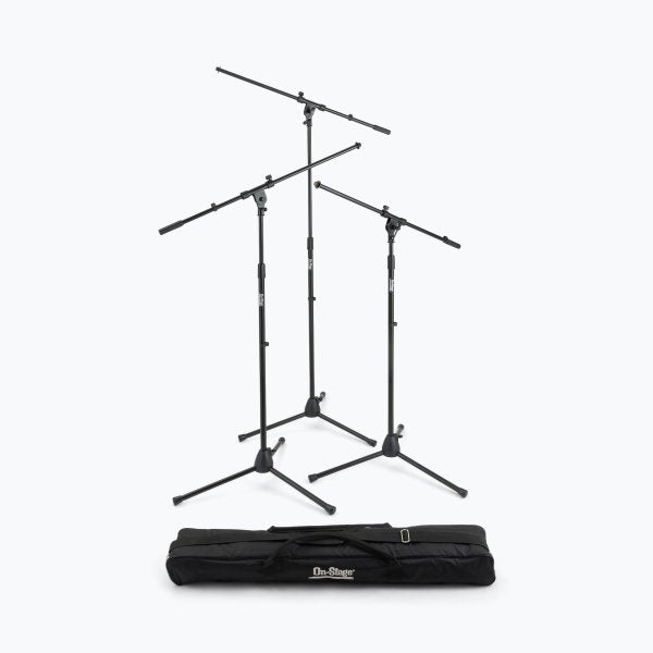 On-Stage MSP7703 Three Euro Boom Mic Stands with Bag