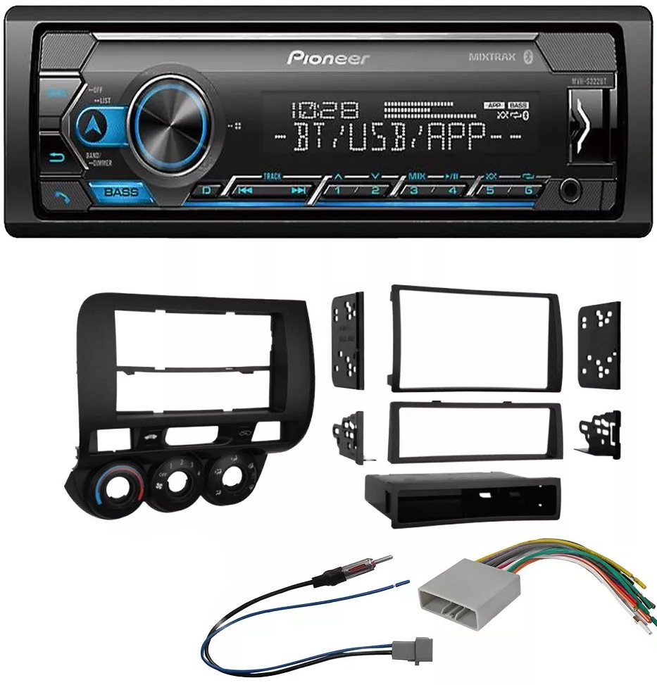 Pioneer MVH-S322BT Car Stereo Single Din Kit Fit 2007-2008 Honda Fit