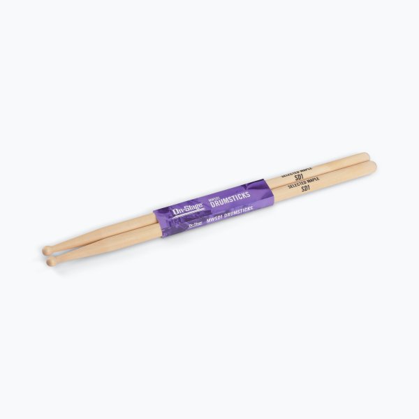On-Stage MWSD1 Maple Drum Sticks (SD1, Round Tip, 12 pr)