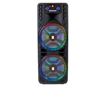 Load image into Gallery viewer, MR DJ NEWYORK 2.0 Dual 12” Rechargeable Bluetooth Party Speaker, 4000W Portable PA System with Flame LED Lights, 2 Wireless Microphones, TWS Stereo, USB, FM Radio