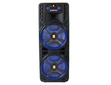 Load image into Gallery viewer, 2 MR DJ NEWYORK 2.0 Dual 12” Rechargeable Bluetooth Party Speaker 4000W Portable PA System with Flame LED Lights 2 Wireless Microphones TWS Stereo USB FM Radio