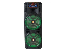 Load image into Gallery viewer, 2 MR DJ NEWYORK 2.0 Dual 12” Rechargeable Bluetooth Party Speaker 4000W Portable PA System with Flame LED Lights 2 Wireless Microphones TWS Stereo USB FM Radio