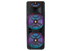 Load image into Gallery viewer, 2 MR DJ NEWYORK 2.0 Dual 12” Rechargeable Bluetooth Party Speaker 4000W Portable PA System with Flame LED Lights 2 Wireless Microphones TWS Stereo USB FM Radio