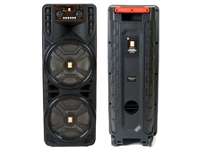 Load image into Gallery viewer, MR DJ NEWYORK 2.0 Dual 12” Rechargeable Bluetooth Party Speaker, 4000W Portable PA System with Flame LED Lights, 2 Wireless Microphones, TWS Stereo, USB, FM Radio
