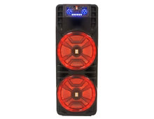 2 MR DJ NEWYORK 2.0 Dual 12” Rechargeable Bluetooth Party Speaker 4000W Portable PA System with Flame LED Lights 2 Wireless Microphones TWS Stereo USB FM Radio