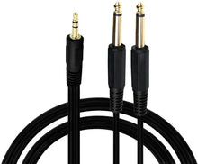 Charger l'image dans la galerie, MR DJ CEQY6P 6 Feet 1/8" 3.5mm Mini TRS Stereo to Dual 1/4" 6.35mm TS Mono