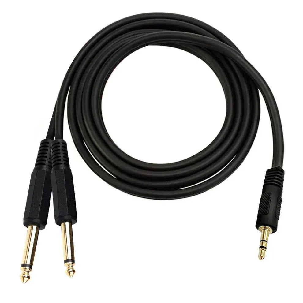 MR DJ CEQY6P 6Ft 3.5mm Mini TRS Stereo to Dual 1/4" TS Mono