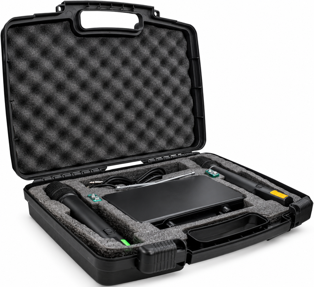 2 MR DJ MIC6000 Wireless Dual Handheld design Microphone System + Carrying Case