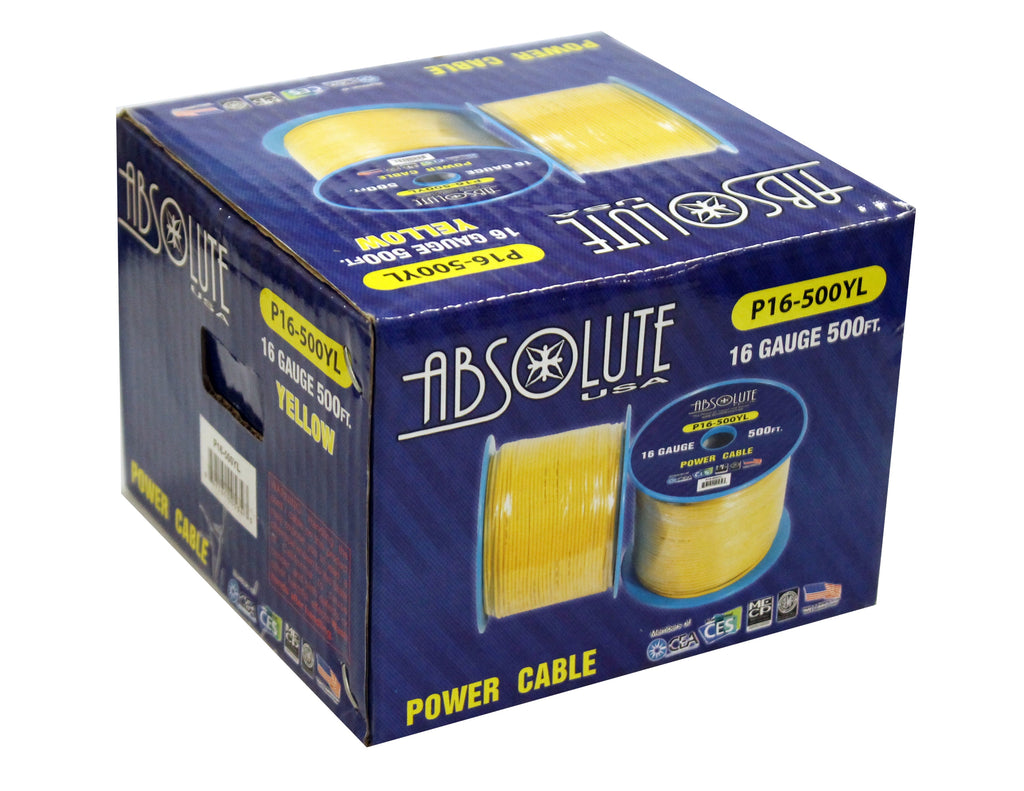 Absolute USA P16-500YL 16 Gauge 500-Feet Power Cable (Yellow)