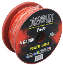 Charger l'image dans la galerie, Absolute P4-20RD 20' 4-Gauge Red Copper Mix Power Ground Wire Cable