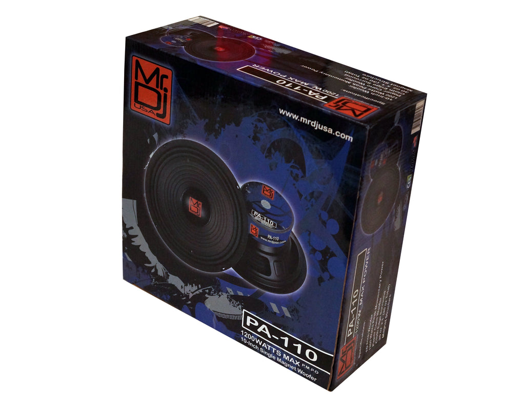 MR DJ PA110 10" 400W 30 Oz. 8-Ohms Dual Magnet Universal PRO PA/DJ Raw Woofer Subwoofer