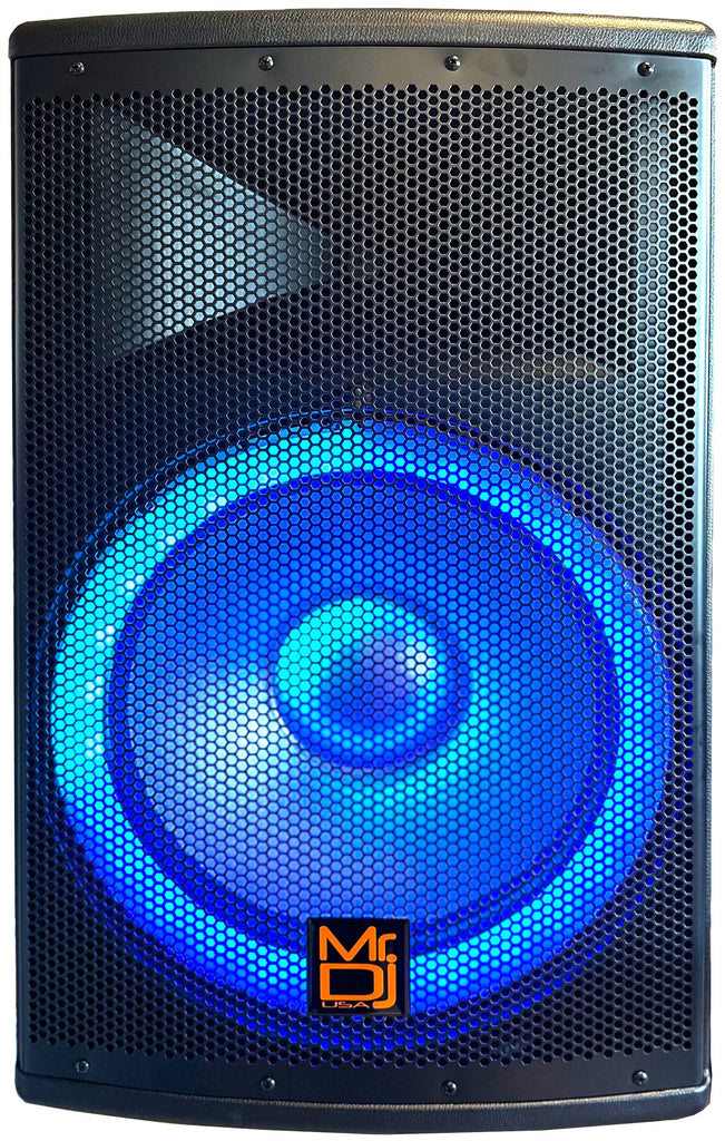 MR DJ PBX4500LED 15" 2-Way PA DJ 4500W Active Powered Bluetooth LED Speaker + Speaker Stand