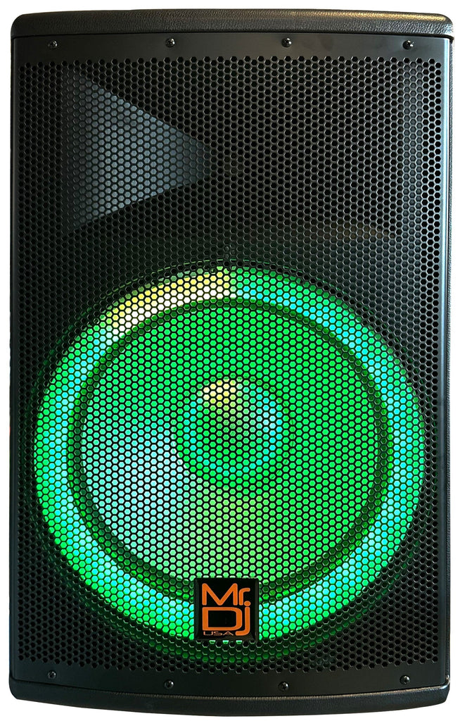 MR DJ PBX4500LED 15" 2-Way PA DJ 4500W Active Powered Bluetooth LED Speaker + Speaker Stand