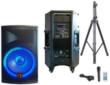 Load image into Gallery viewer, MR DJ PBX4500LED 15&quot; 2-Way PA DJ 4500W Active Powered Bluetooth LED Speaker + Speaker Stand