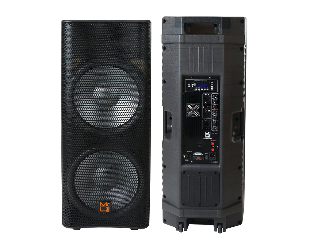 MR DJ PBX6500LED PRO PA DJ Dual 15" 3-Way Full-Range Powered/Active Live Sound Bluetooth Loud Speaker