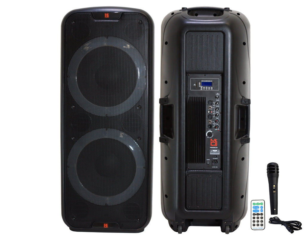 MR DJ PBX6500LED Professional Dual 15” 3-Way Full-Range Powered/Active DJ PA Multipurpose Live Sound Bluetooth Loudspeaker