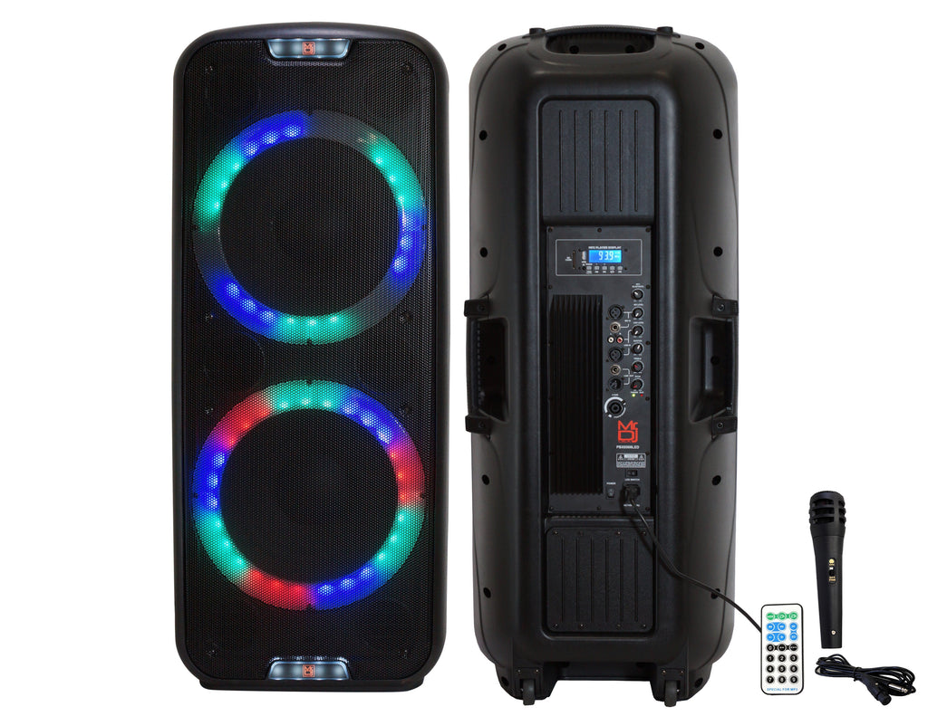 MR DJ PBX6500LED Professional Dual 15” 3-Way Full-Range Powered/Active DJ PA Multipurpose Live Sound Bluetooth Loudspeaker