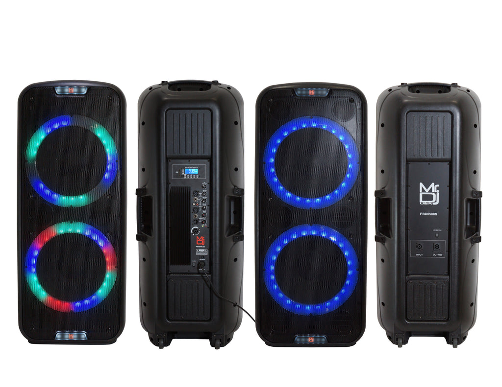 MR DJ PBX6500LED & PBX6500S Dual 15” 3-Way Full-Range Powered/Active and Passive DJ PA Multipurpose Live Sound Bluetooth Loudspeaker