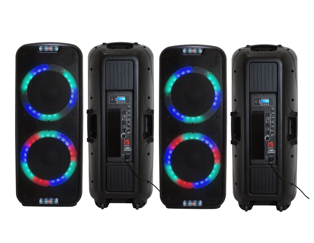 2 MR DJ PBX6500LED Professional Dual 15” 3-Way Full-Range Powered/Active DJ PA Multipurpose Live Sound Bluetooth Loudspeaker