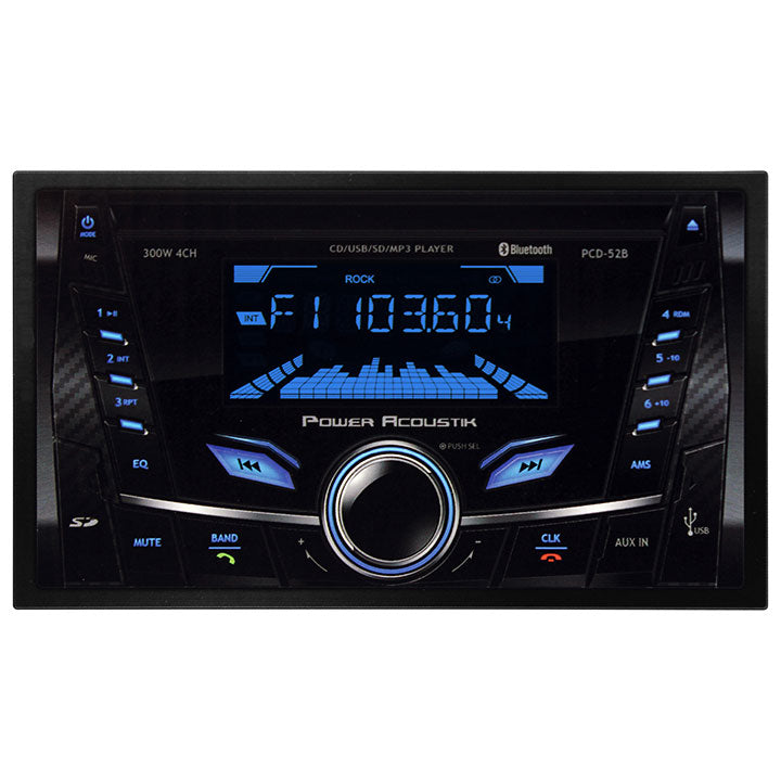 Power Acoustik PCD-52B Double DIN CD/MP3 Source Headunit – Dynamic Carbon Faceplate Finish