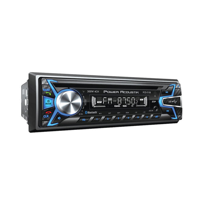 Power Acoustik PCD-51B Single DIN CD/MP3 Source Headunit – Dynamic Carbon Faceplate Finish