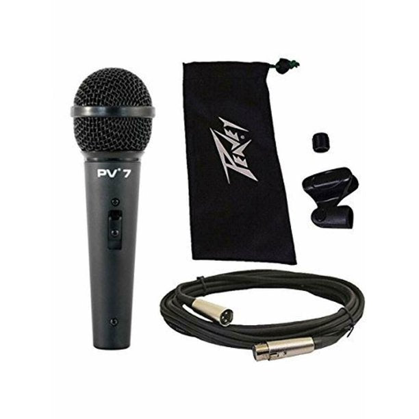 4 Peavey PV7 ND Magnet Dynamic Microphone with XLR to XLR Cable + 4 Microphone Stands