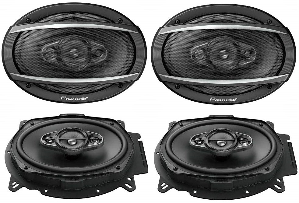 2 PAIRS PIONEER TS-A6960F 450W MAX 6" X 9" 4-WAY 4-OHM STEREO COAXIAL SPEAKER