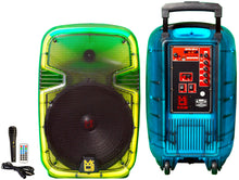 Load image into Gallery viewer, MR DJ PL12FLAME 12" Portable Translucent Bluetooth Speaker + Speaker Stand + 7-LED Moving Head DJ Light