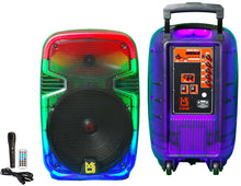 Load image into Gallery viewer, MR DJ PL12FLAME 12" Portable Translucent Bluetooth Speaker + Speaker Stand + 7-LED Moving Head DJ Light