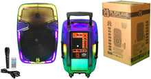 Load image into Gallery viewer, MR DJ PL15FLAME 15&quot; Portable Translucent Bluetooth Speaker + Speaker Stand + 7-LED Moving Head DJ Light