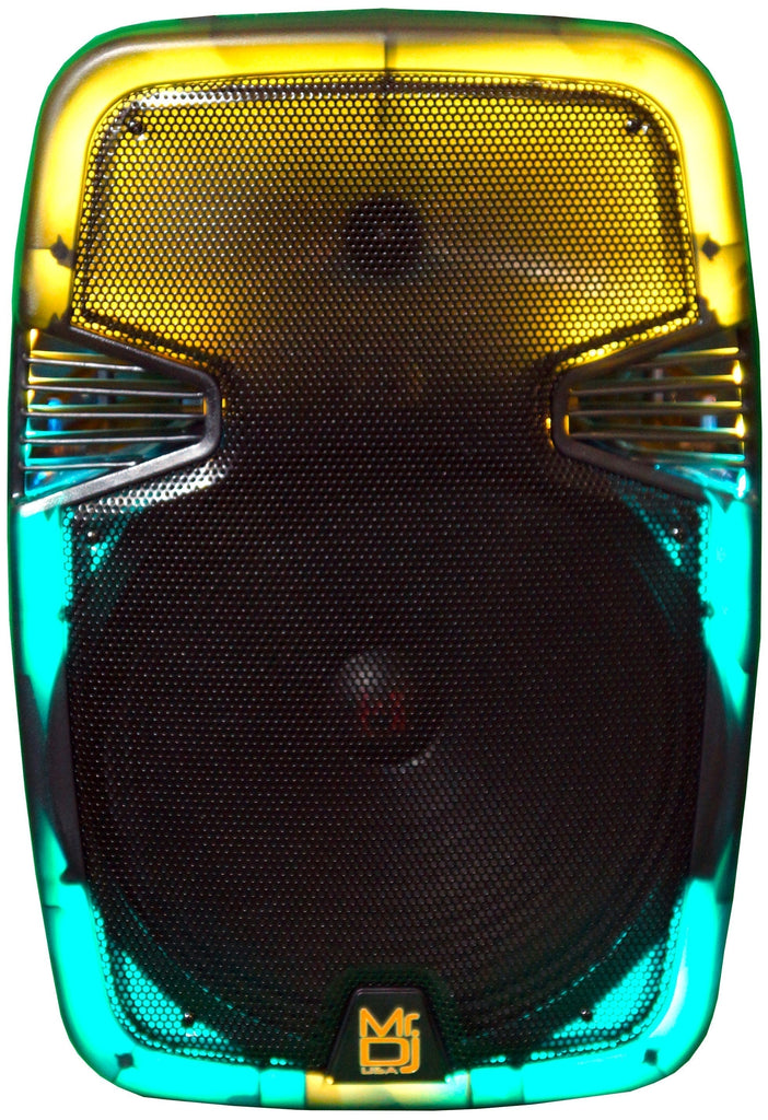 MR DJ PL15FLAME 15" Portable Translucent Bluetooth Speaker + Speaker Stand + 54-LED Slim Par Wash DJ Light