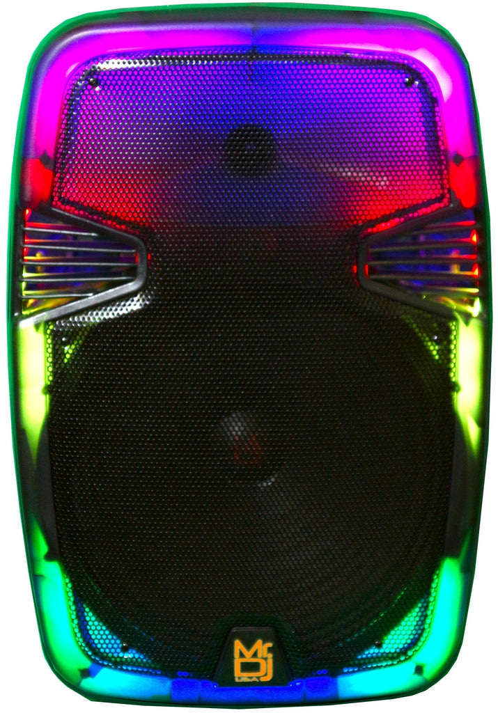 MR DJ PL15FLAME 15" Portable Translucent Bluetooth Speaker + Speaker Stand + 54-LED Slim Par Wash DJ Light