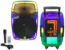 Load image into Gallery viewer, MR DJ PL15FLAME 15&quot; Portable Translucent Bluetooth Speaker + Speaker Stand + 18-LED Moving Head DJ Light