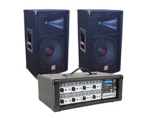 Load image into Gallery viewer, MR DJ PMX8500 3000 Watts Powered 8 Channel Mixer with Bluetooth + 2 12&quot; 2way Speakers